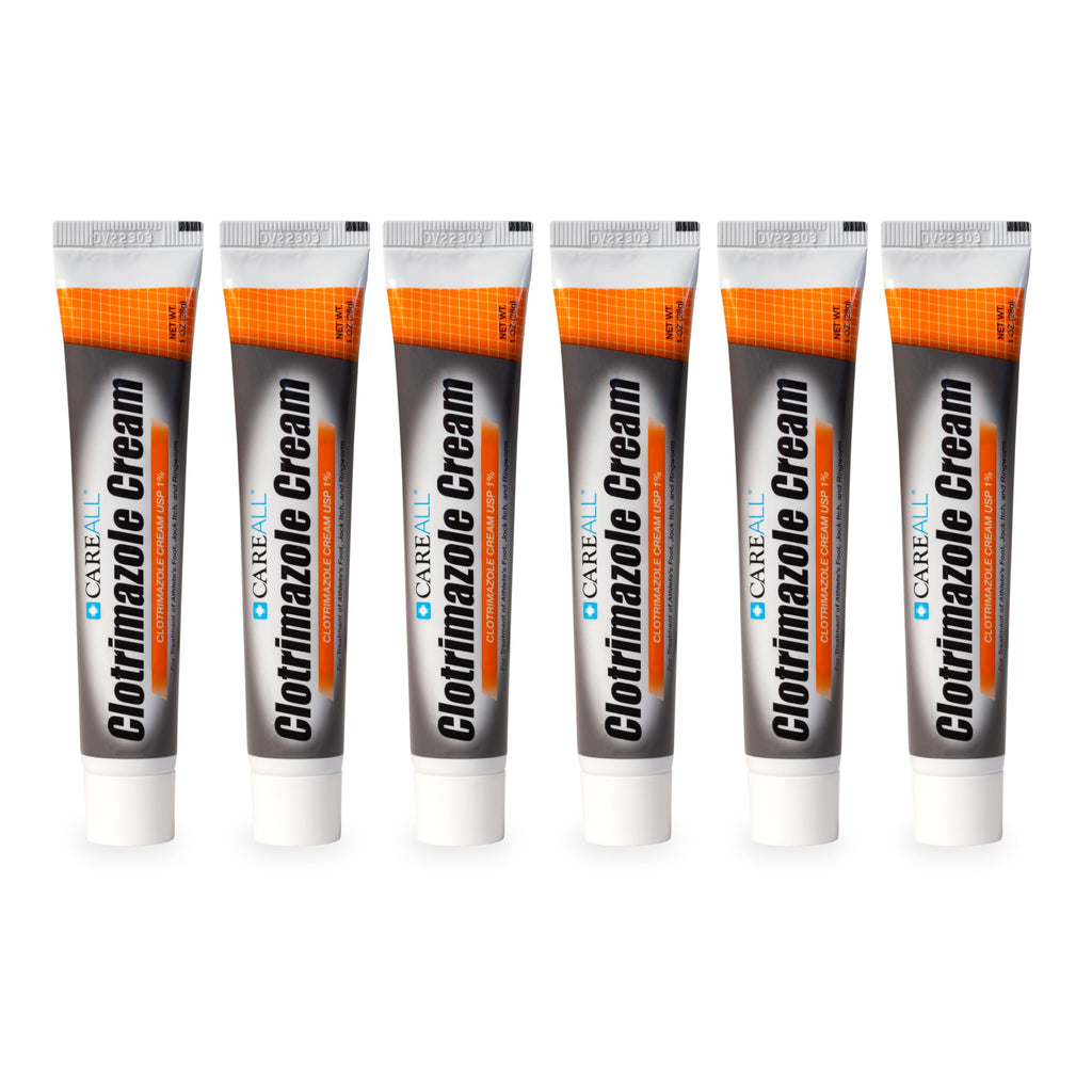 CareAll Clotrimazole Antifungal Cream 1% USP 1.0 oz. (6 Pack), Cures Most Athletes Foot, Jock Itch and Ringworm, Sooths and Reli