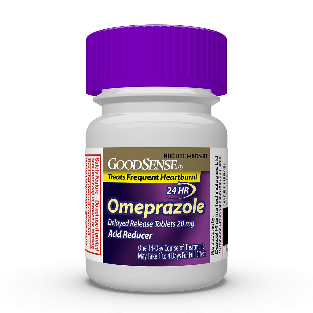 GoodSense Omeprazole Delayed Release Tablets 20 mg, Stomach Acid Reducer for Frequent Heartburn Treatment, 14 Count (Pack of 3)