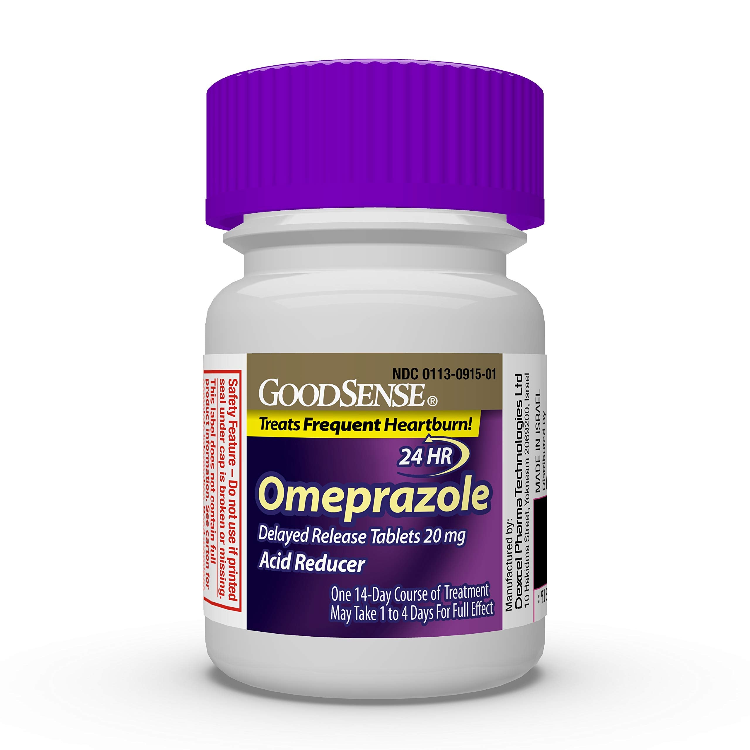 GoodSense Omeprazole Delayed Release Tablets 20 mg, Stomach Acid Reducer for Frequent Heartburn Treatment, 14 Count (Pack of 3)