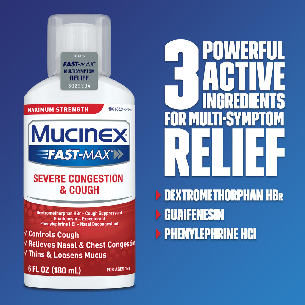 Mucinex Fast-Max Severe Congestion & Cough Medicine, Maximum Strength Symptom Relief, Over-The-Counter Medication, Cold Medicine