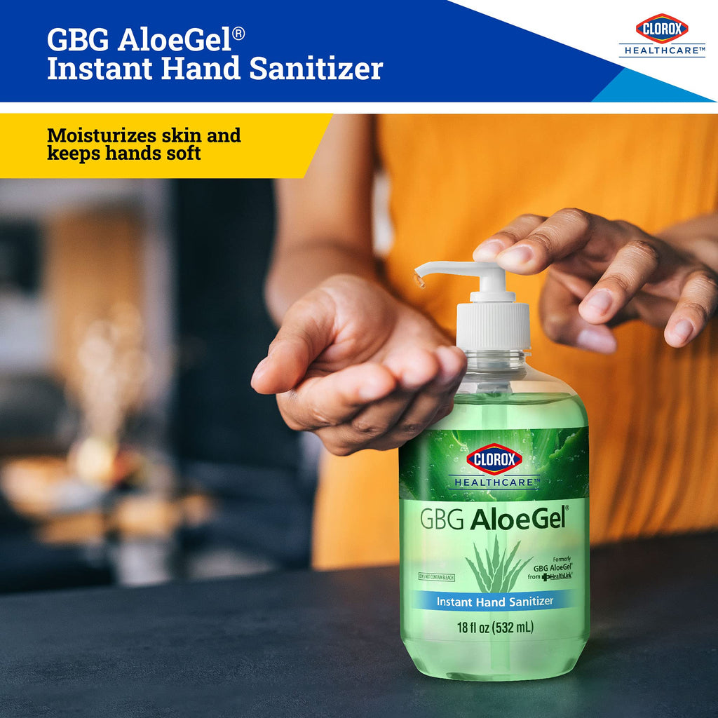 Clorox Healthcare GBG AloeGel Hand Sanitizer Gel 18oz (532ml) Hand Sanitizer Gel | Bleach Free Instant Hand Sanitizer Gel with P