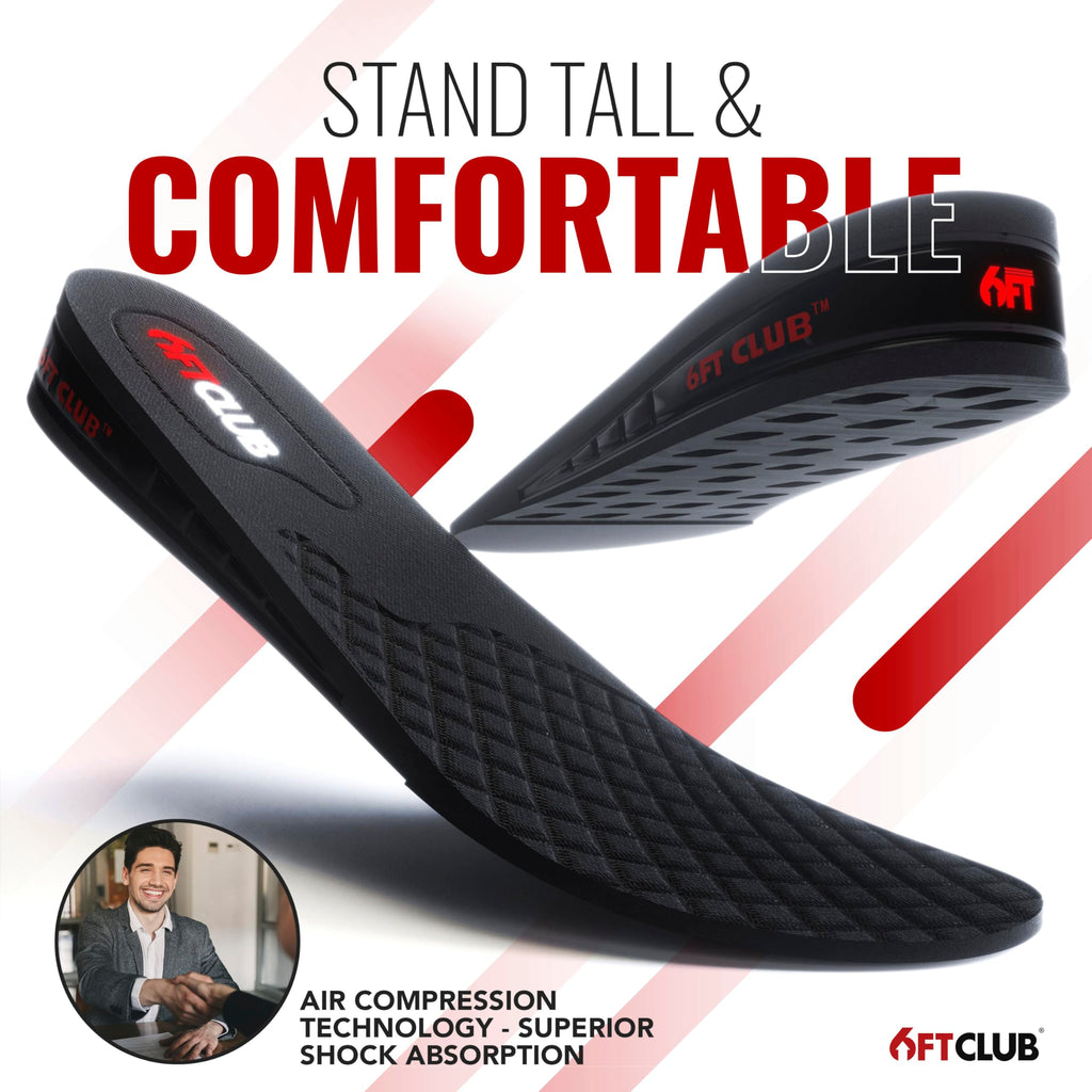 6FT Boost Advanced Height Increase Insole 1 Level Elevation Mens Shoe Lifts 1.25 Inch for Hi-Tops Men and Women Black