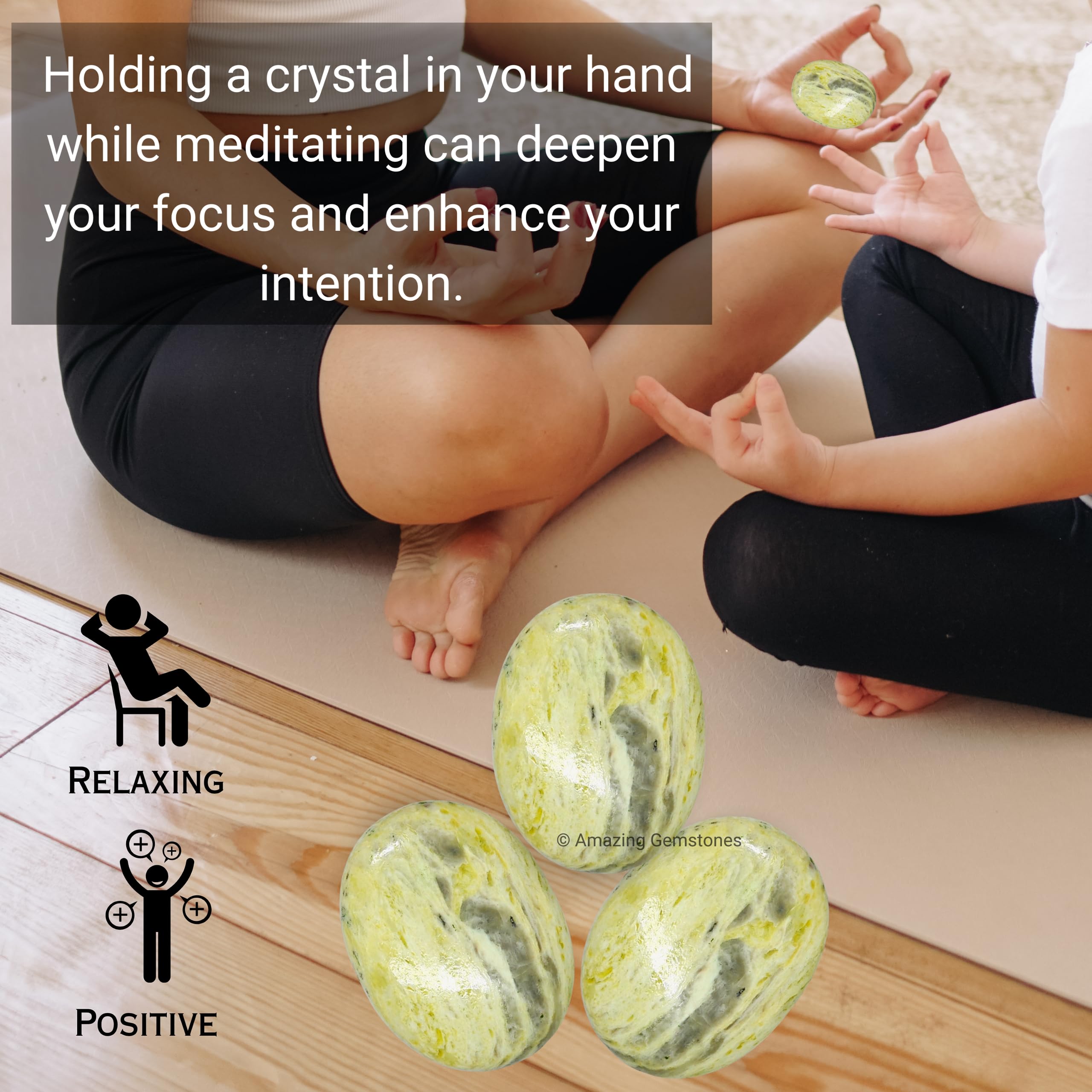 Serpentine Crystals and Healing Stones - Large Palm Stone Crystals Piedra - Crystal for Good Luck, Balanced Positive Energy, Med