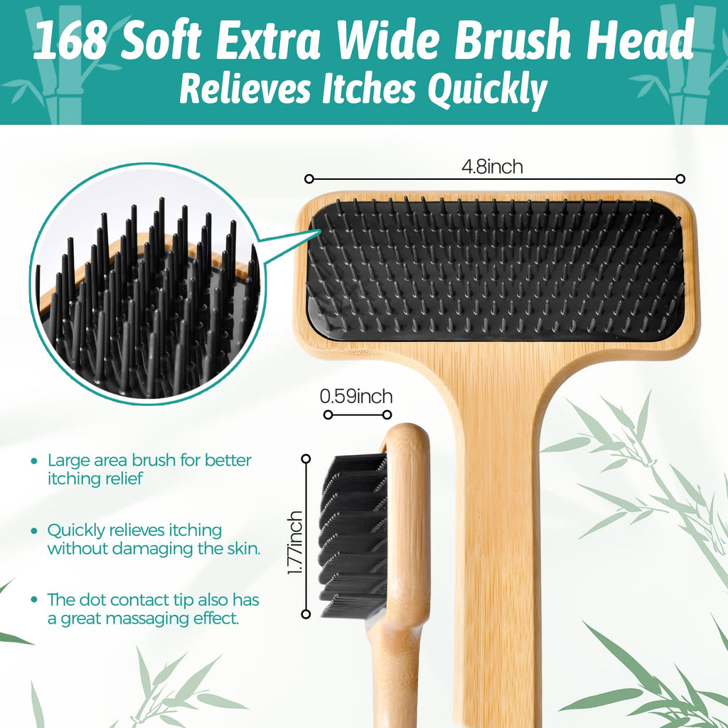 Bamboo Back Scratcher for Men, 22 Long Handle Wooden Back Scratcher For Women, Soft Wide Head Backscratchers for Comfortable B