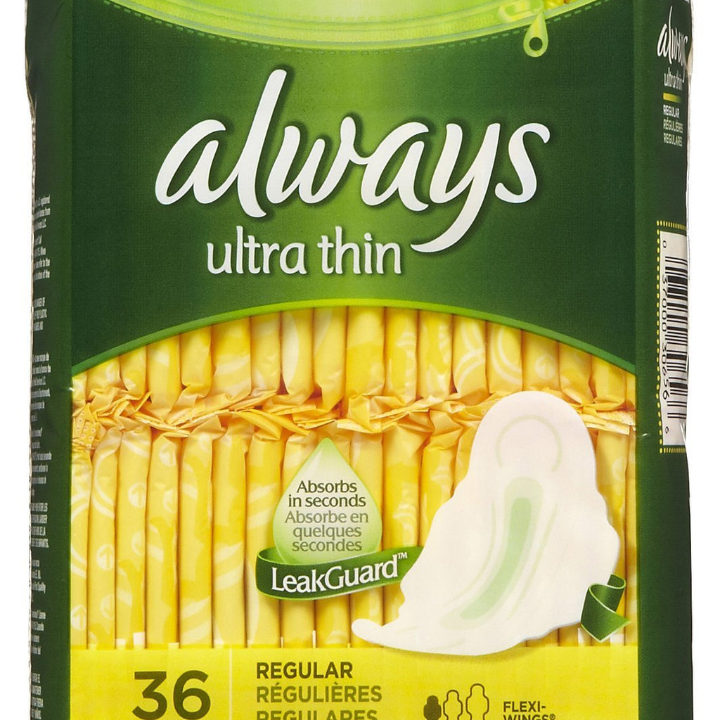 b'Always Ultra Thin Regular Pads with Wings, Unscented'