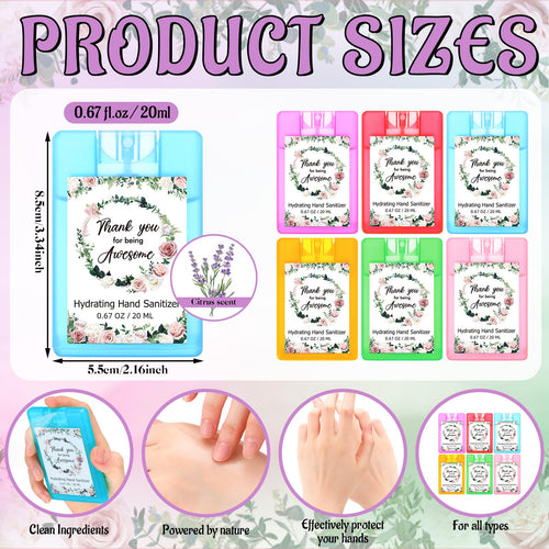 24 Pcs Mist Hand Sanitizer Spray Bulk Scented Travel Size Hydrating Hand Sanitizer Pocket Spray for Christmas Employee Staff App