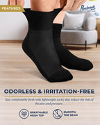 Pembrook Black Diabetic Socks for Men & Women | 6 Pairs | Wide Stretch Top Mens Diabetic Socks | Diabetic Socks for Men 9-12 | A