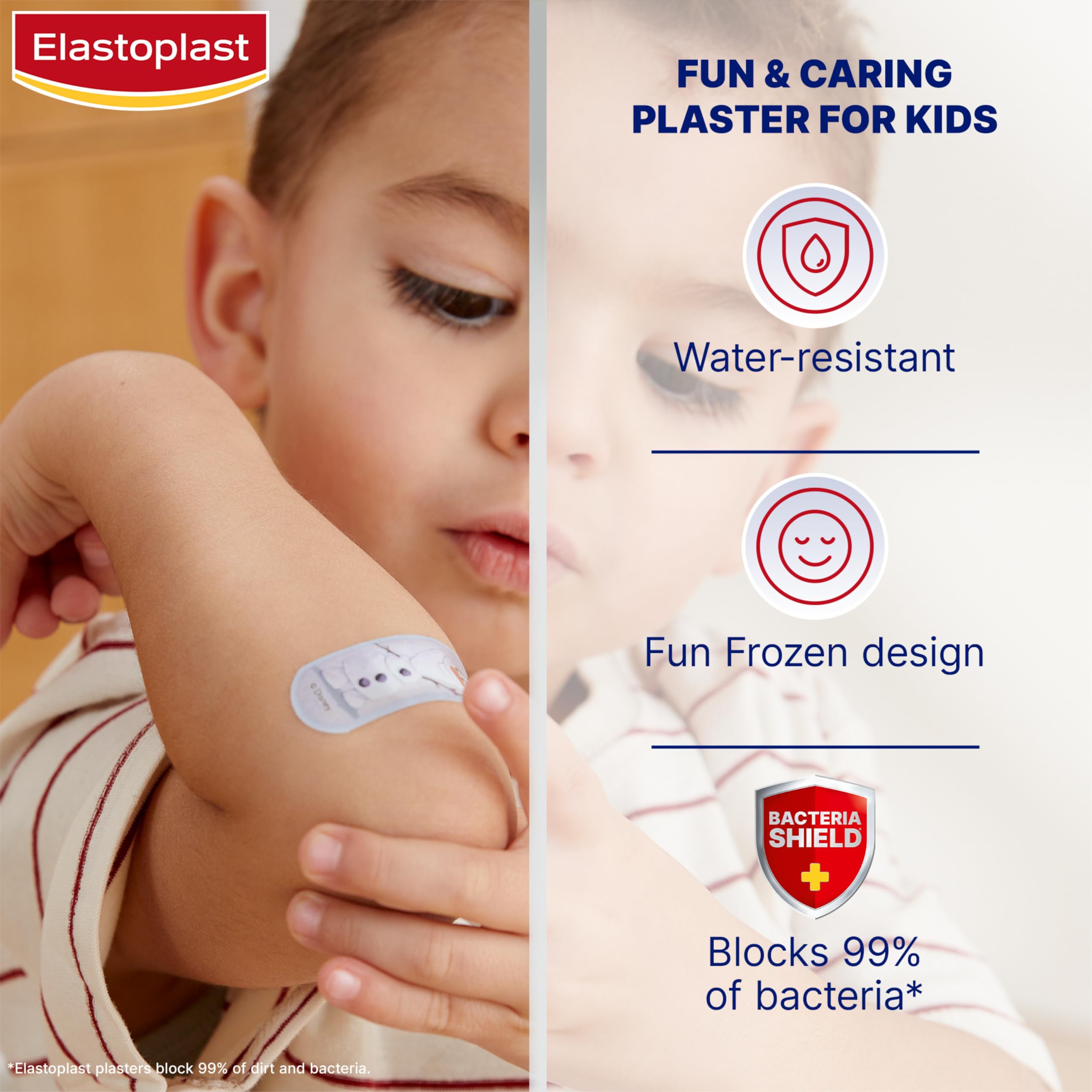 Elastoplast Disney Frozen Assorted Sizes (20 Pieces), Coloured First Aid Plasters for Children, Kids Plasters with Frozen Desig