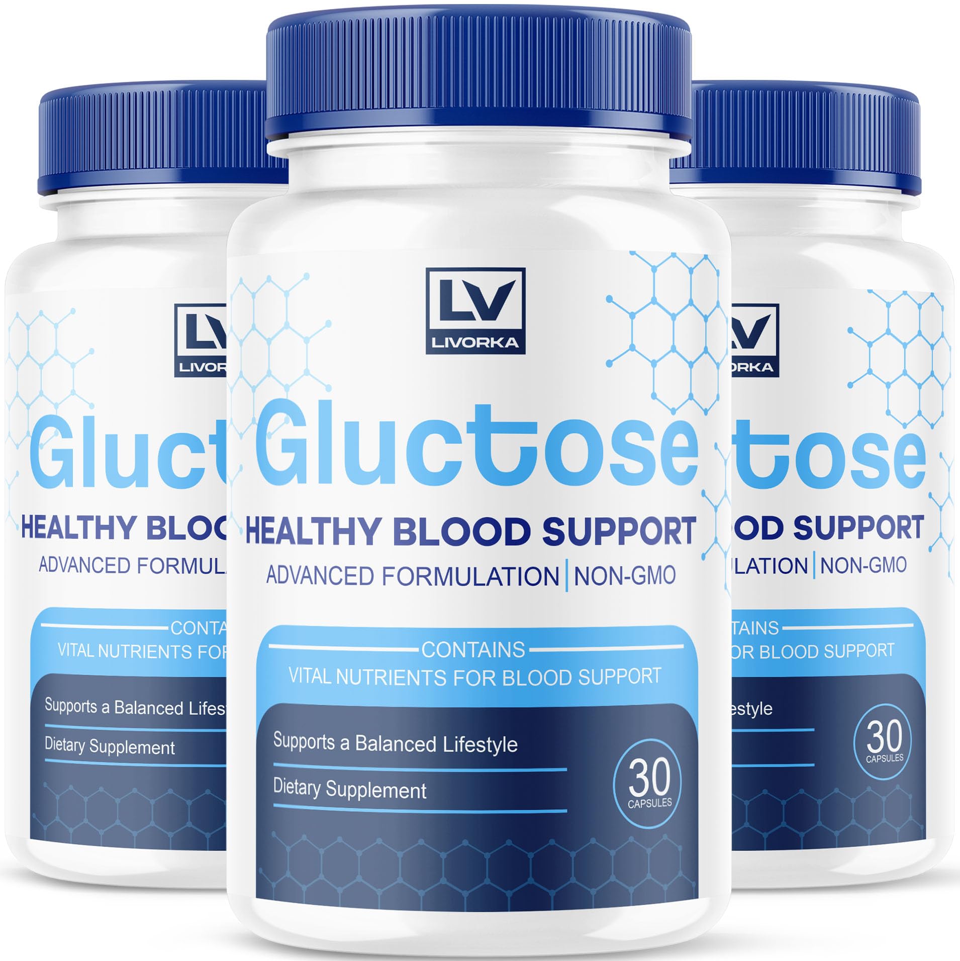 (3 Pack) Gluctose Advanced Blood Support, Gluctose, Gluctose - Advanced Blood Support Supplement, Gluctose Supplement Support Ca