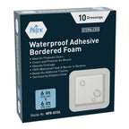 MED PRIDE Waterproof Silicone 6 X 6 Foam Wound Dressing (10-Count) Sterile, Adhesive Border | Home or Emergency Healing Supp