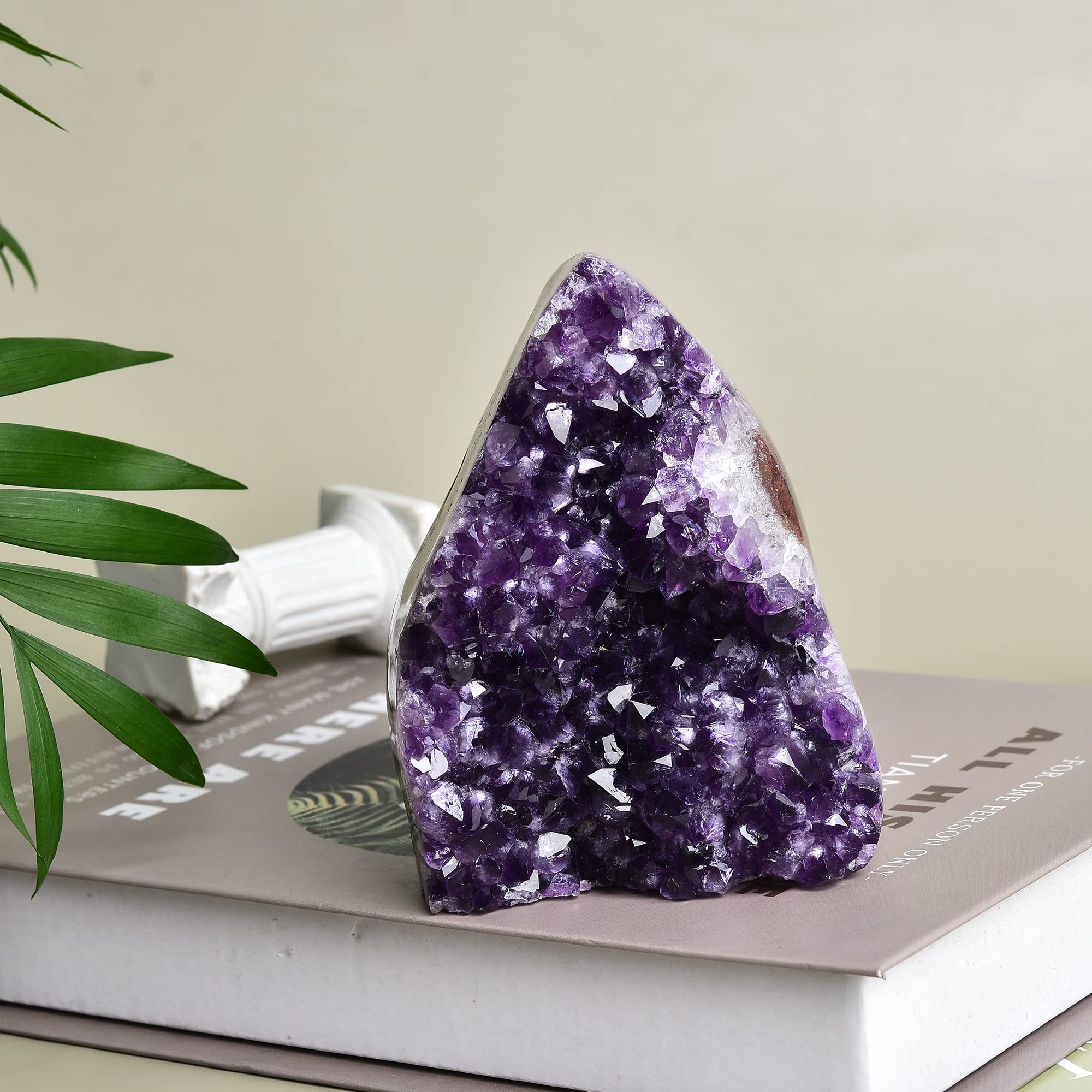 JIC Gem Natural Polished Amethyst Crystal Geode Deep Purple Uruguay Amethyst Cluster Large Amethyst Rock for use in Healing Crys
