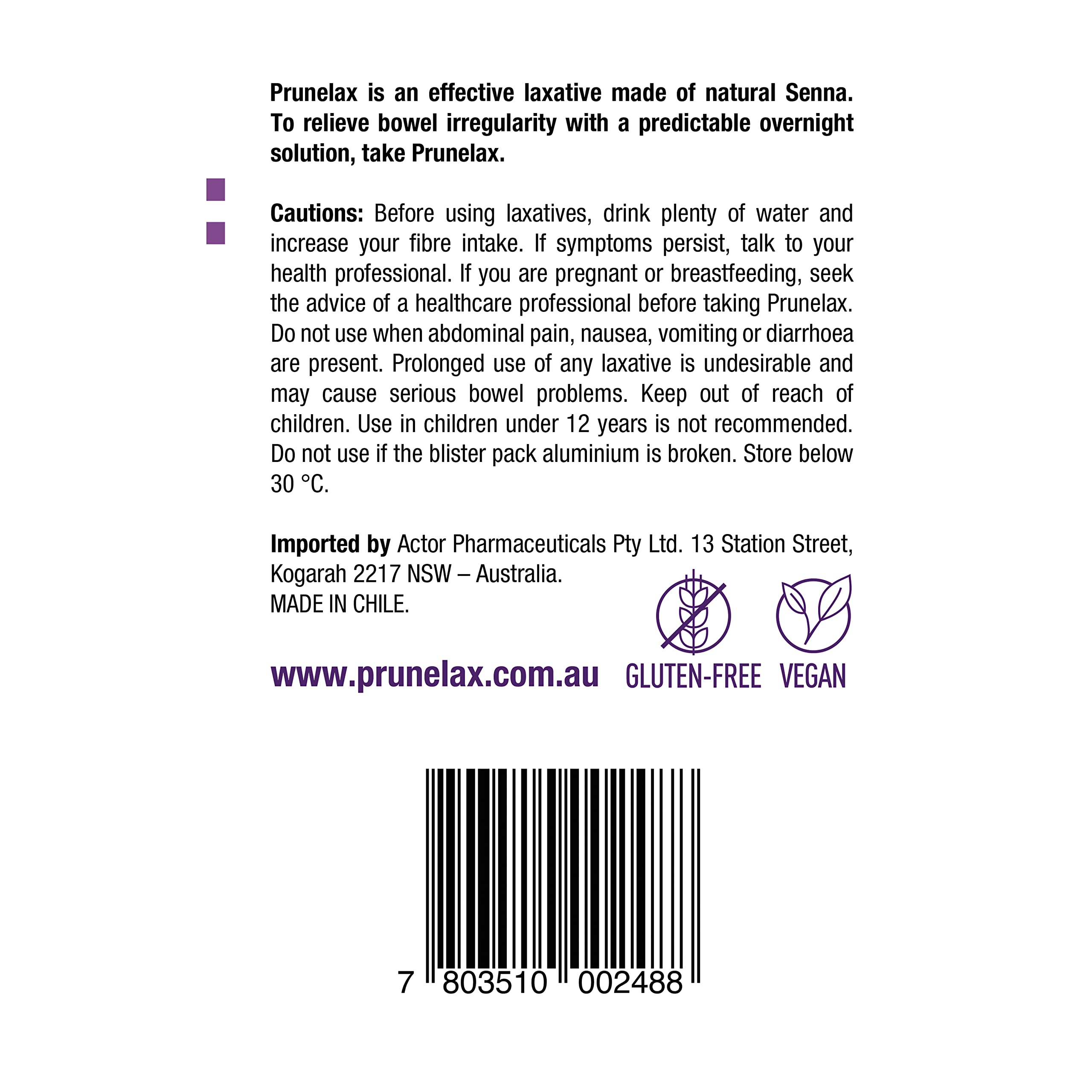 Prunelax Tablets - Extra Strength Natural Laxative Supplement Containing High Strength Senna for Constipation Relief & Restore N