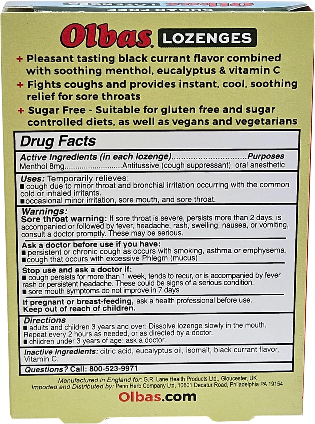 Olbas Maximum Strength Sugar Free Lozenges, Black Currant Flavor 24 ea (Pack of 3)
