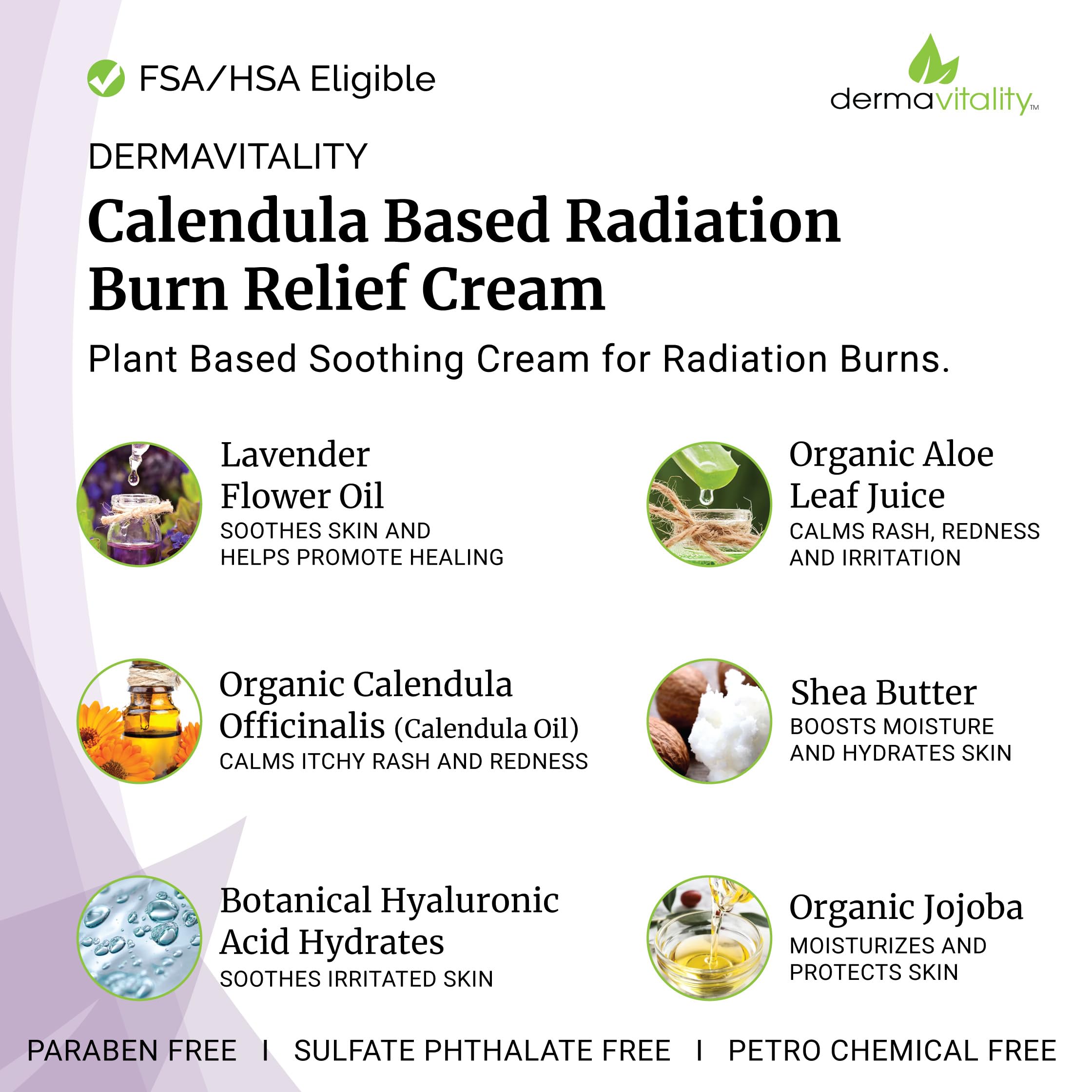 UltimateVitality Radiation Burn Relief Cream - Calendula Cream for Radiation Patients, Natural, Organic, Paraben, Pthalate Free