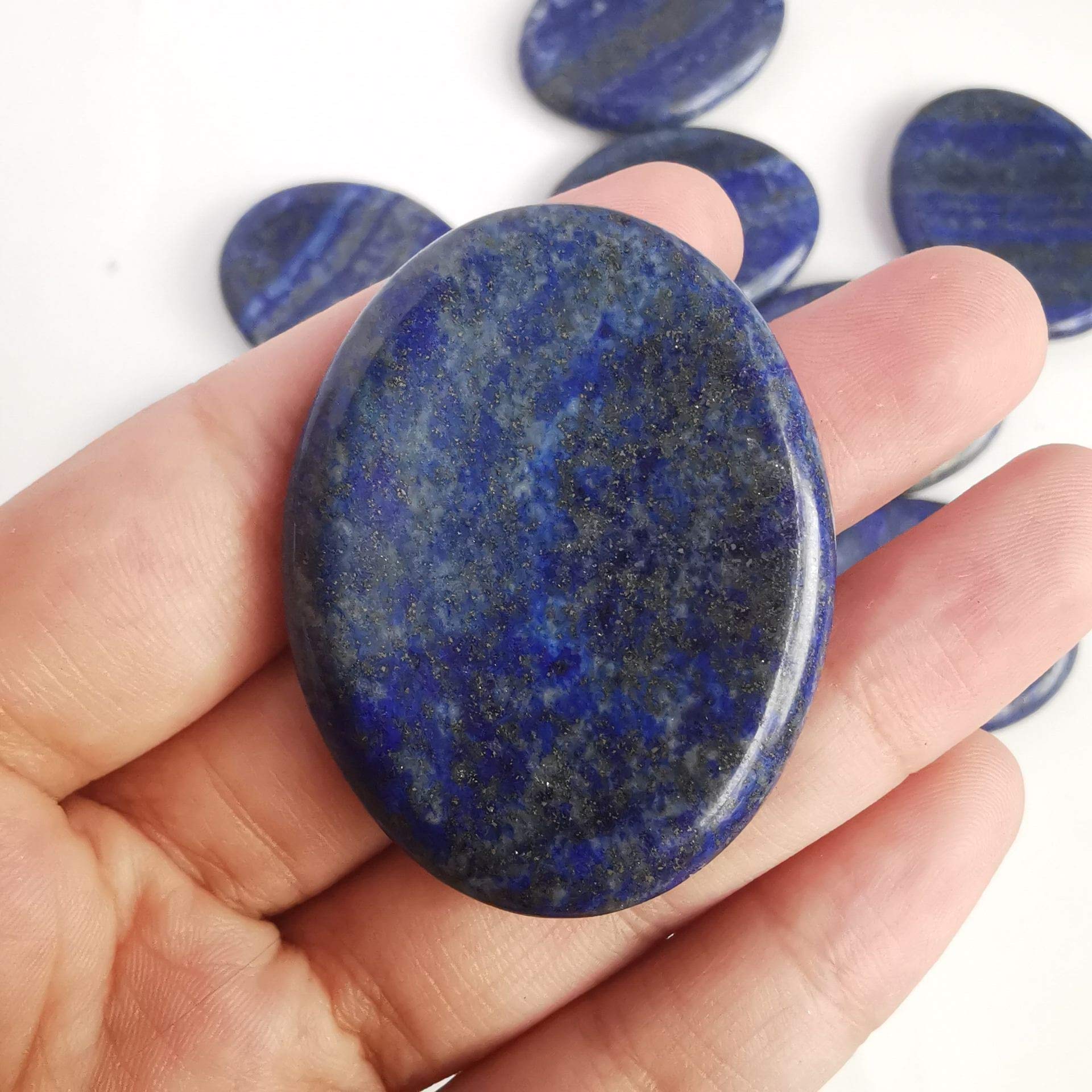 Loveliome Lapis Lazuli and Green Aventurine Thumb Worry Stone, Stress Relax Healing Reiki Crystal Pocket Palm Stones,Pack of 2