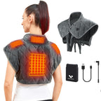 Vofuoti Portable Heating Pad for Neck and Shoulders, Cordless Heating Pad with Battery and 3 Heat Settings, Weighted Electric He