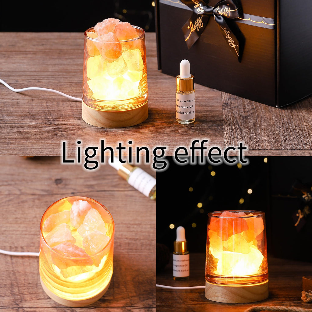 Himalayan Salt Stone Essential Oil Diffuser - Lavender Essential Oil Gift Set - Natural Aromatherapy Diffuser for Home & Office