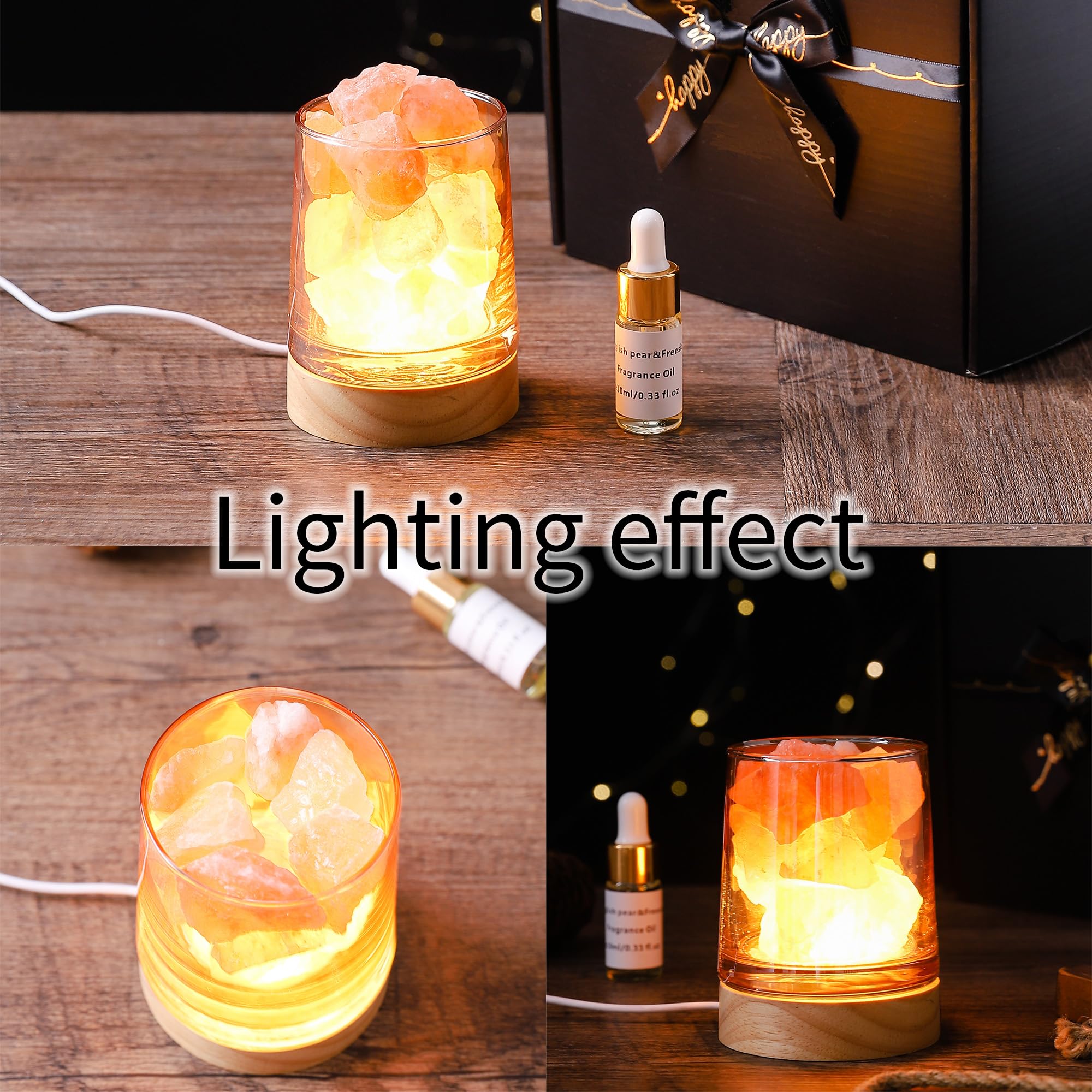 Himalayan Salt Stone Essential Oil Diffuser - Lavender Essential Oil Gift Set - Natural Aromatherapy Diffuser for Home & Office