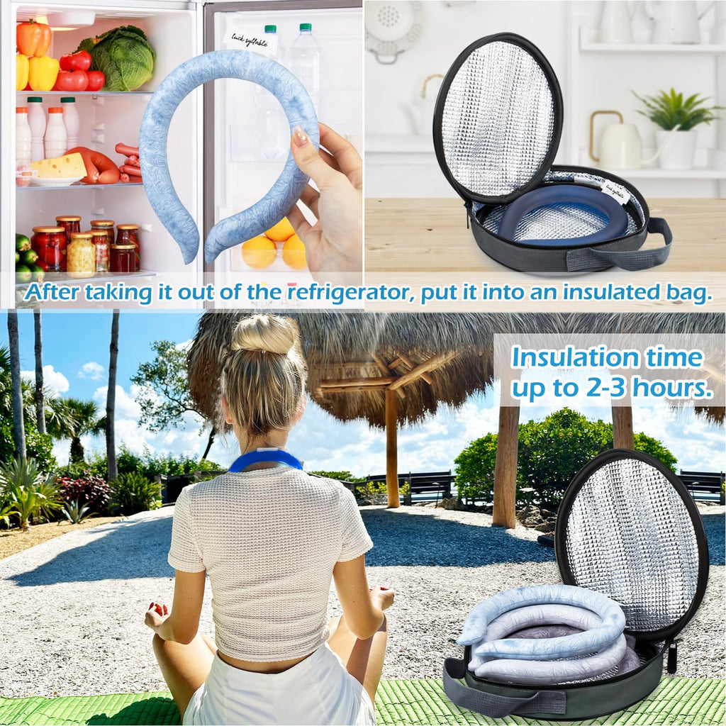 Neck CoolingTube with Insulated Bag, Reusable Ice Coolers Wearable Body CoolingProducts, Neck Coolers for HotWeather