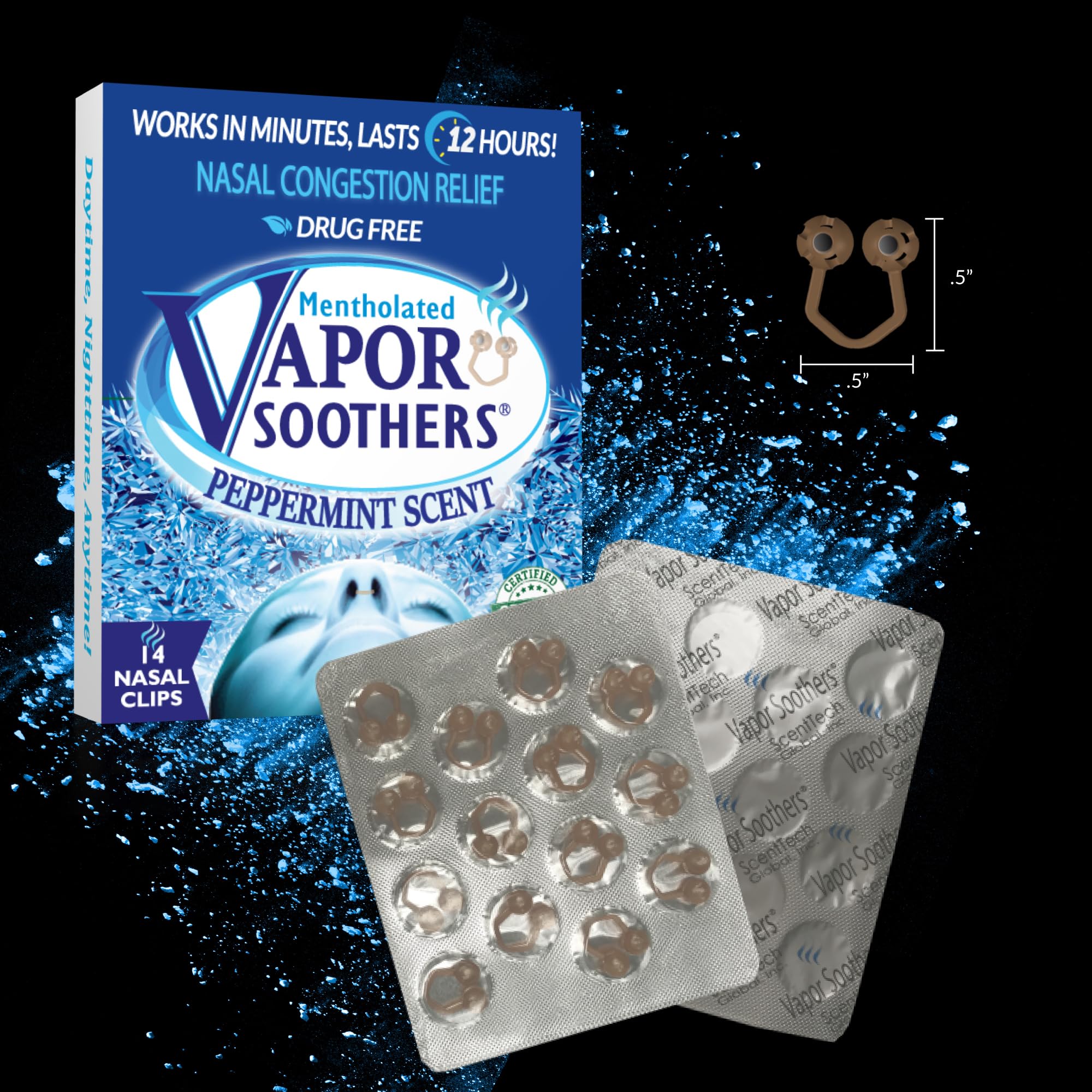 Vapor Soothers Mentholated Nasal Dilators for Breathing, Instant Nasal Congestion Relief, Nose Clips for Snoring, Nasal Dilators