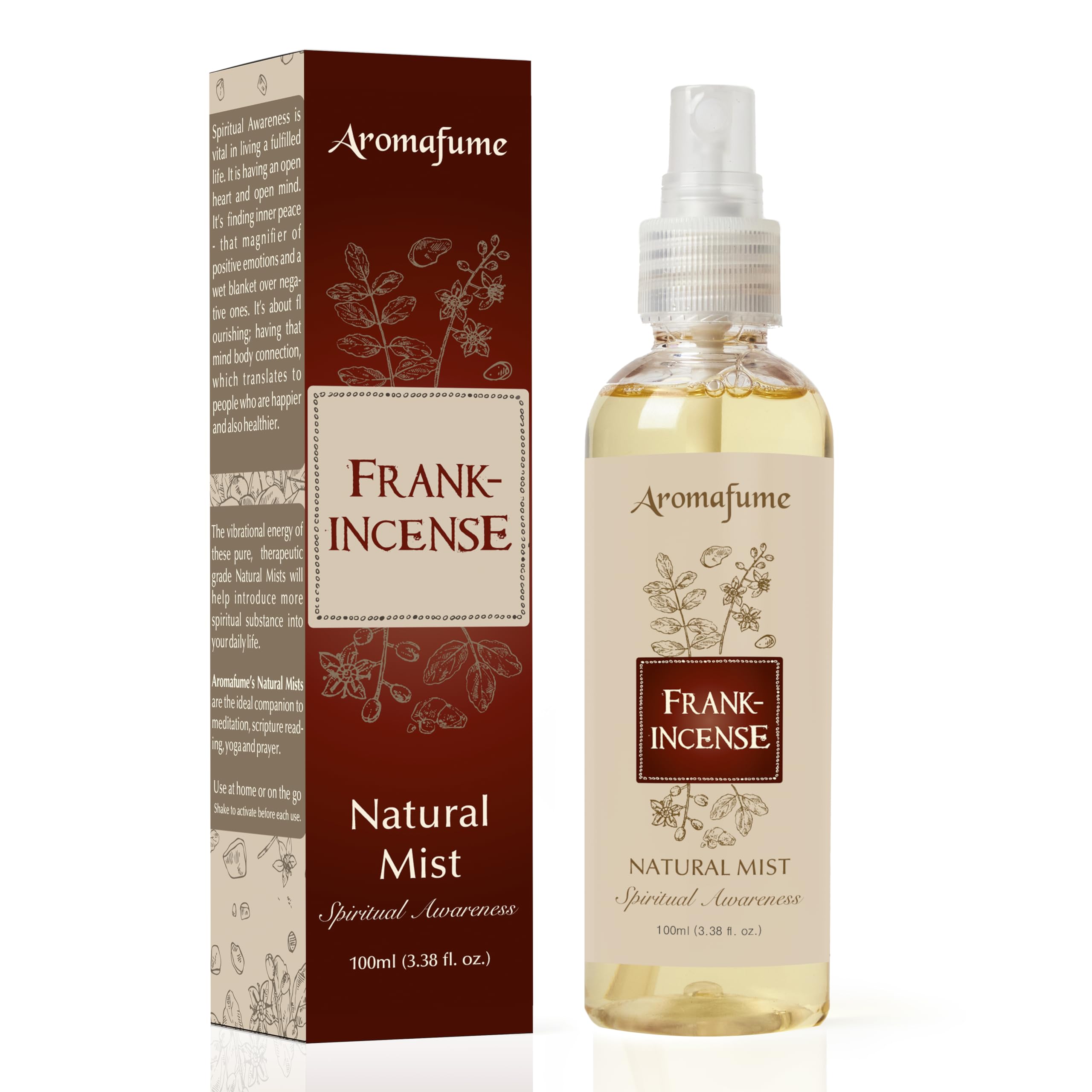 Frankincense Natural Resin Mist Spray by Aromafume | 100 ml / 3.3oz | Ideal for spirituality, prayer & rituals | Made with Frank