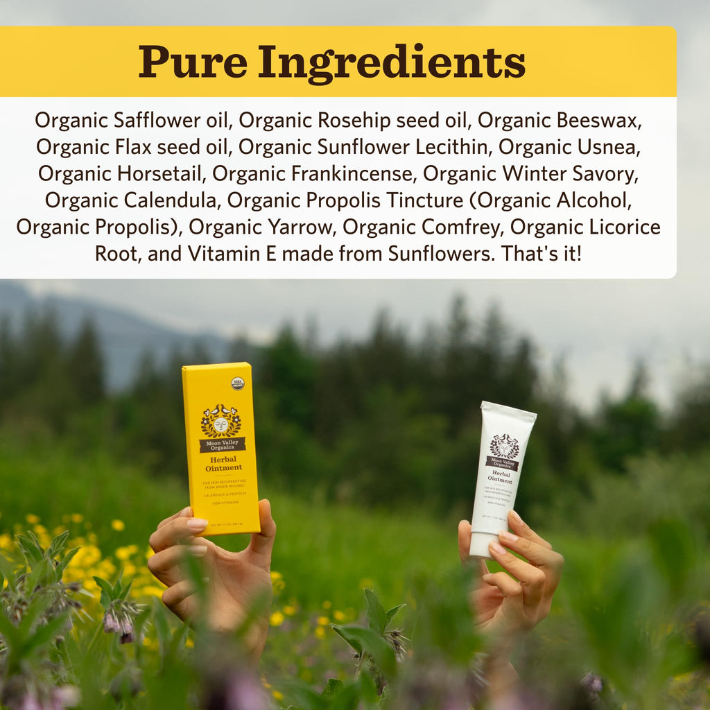 Moon Valley Organics Herbal Ointment with Calendula, Goldenseal and Propolis, Moisturize and Soothe Cuts and Burns, Healing Balm