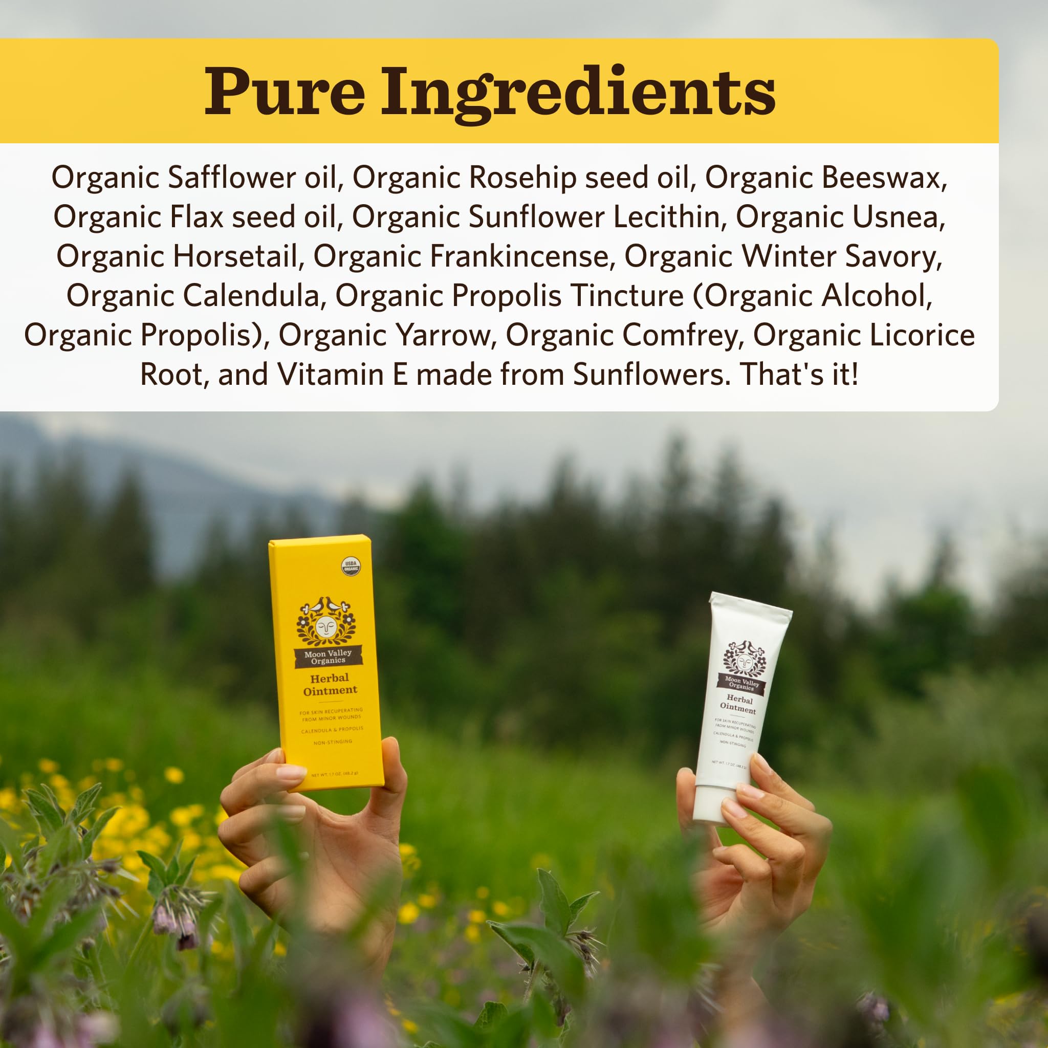 Moon Valley Organics Herbal Ointment with Calendula, Goldenseal and Propolis, Moisturize and Soothe Cuts and Burns, Healing Balm