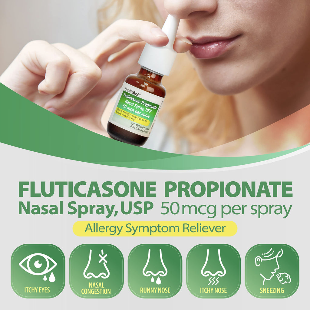 HealthA2Z Fluticasone Propionate Nasal Sprays | Allery Relief Spray | Runny Nose | Nasal Congestion | Sneezing | Itchy Watery Ey
