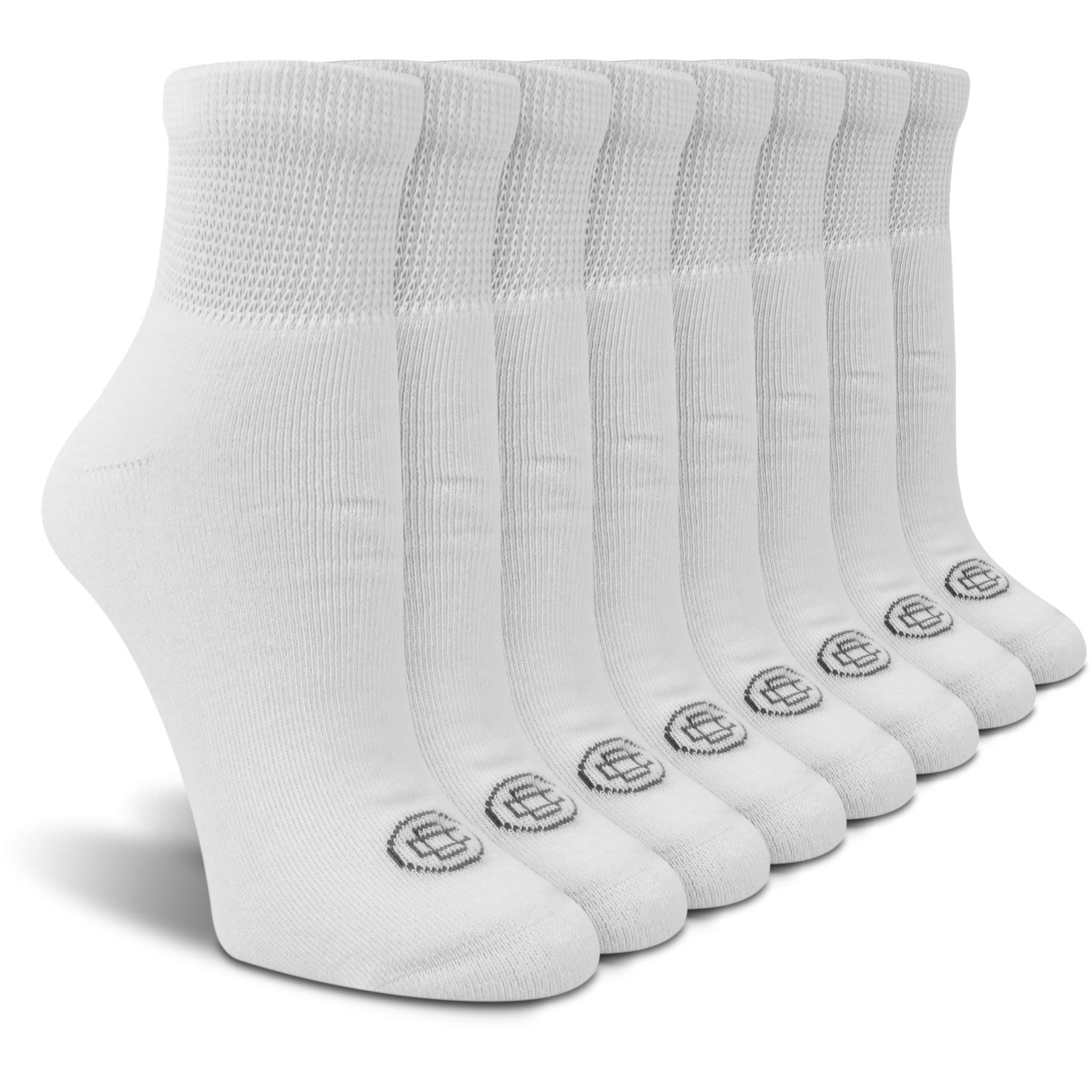 Doctor's Choice Women's Diabetic Socks, Non-Binding, Circulatory, Cushioned, Ankle Socks for Swollen Feet, 4 Pack, White, Shoe S