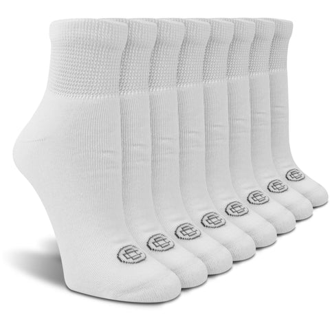 Doctor's Choice Women's Diabetic Socks, Non-Binding, Circulatory, Cushioned, Ankle Socks for Swollen Feet, 4 Pack, White, Shoe S