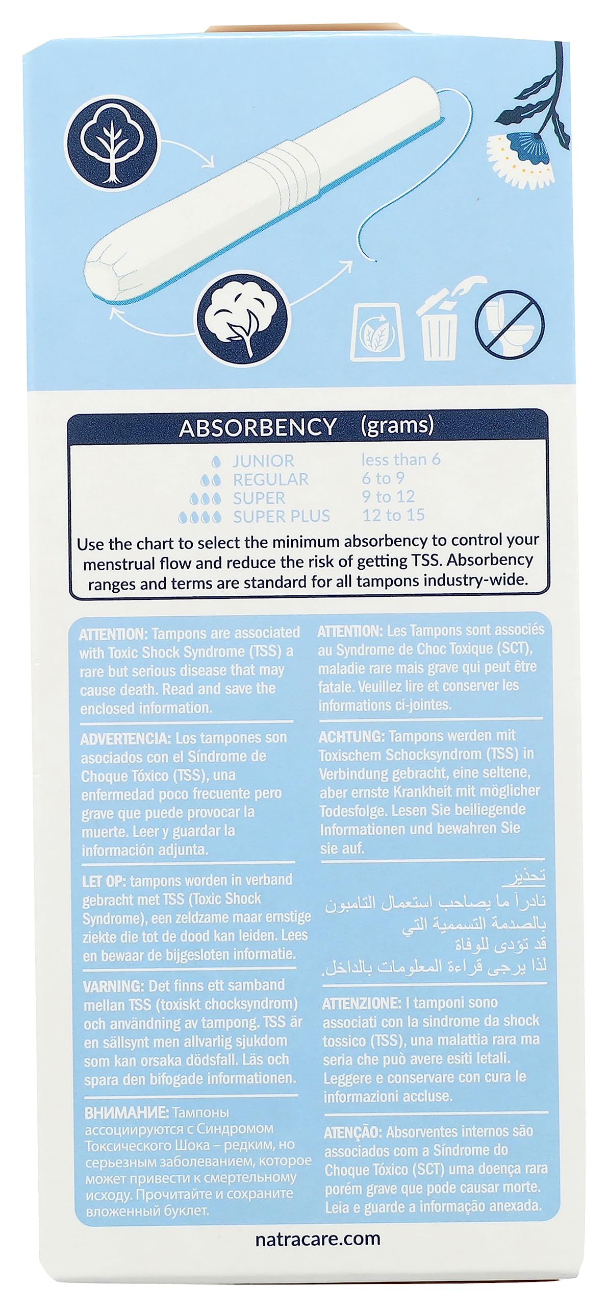 NATRACARE Organic Regular Tampons with Applicator ,16 Count (Pack of 3)