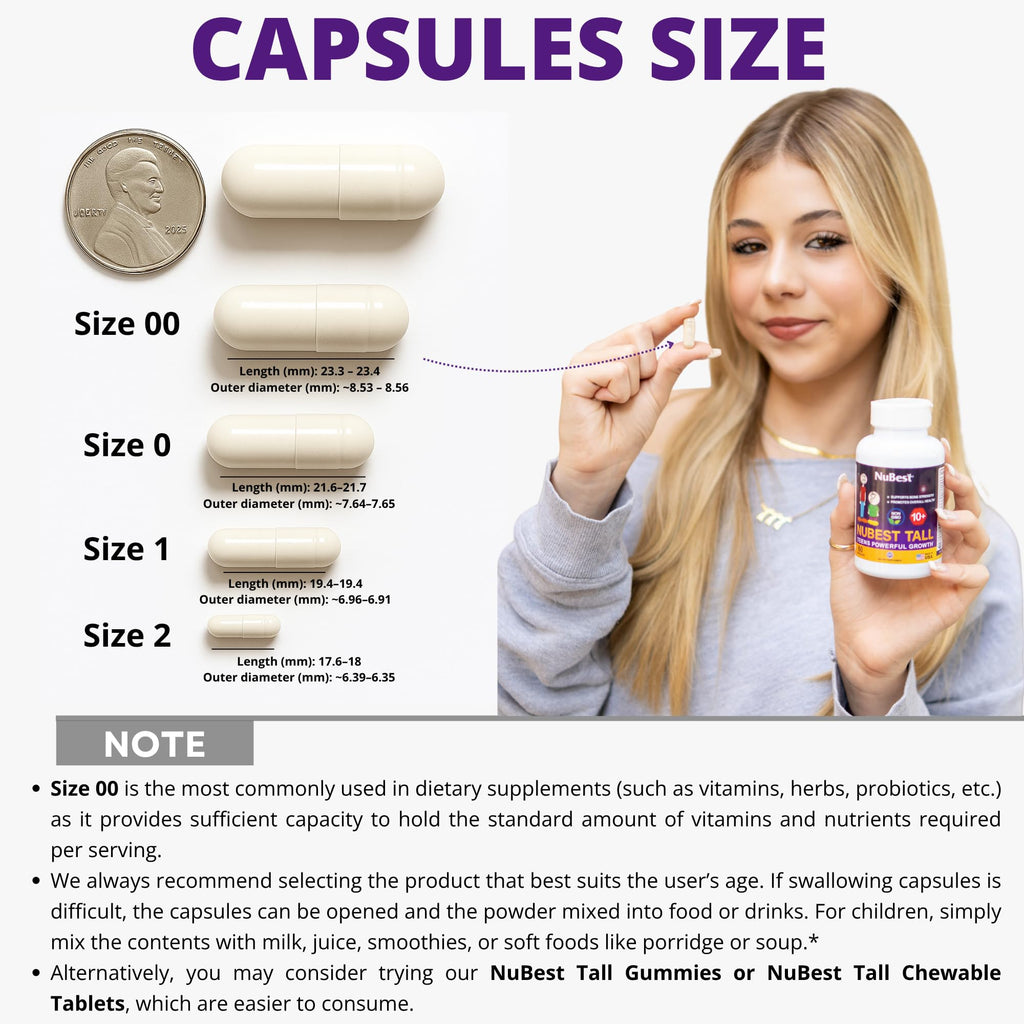 NuBest Tall 10+, Powerful Growth for Kids & Teens (10+), Milk Drinkers, 60 Capsules by NuBest Nutrition®