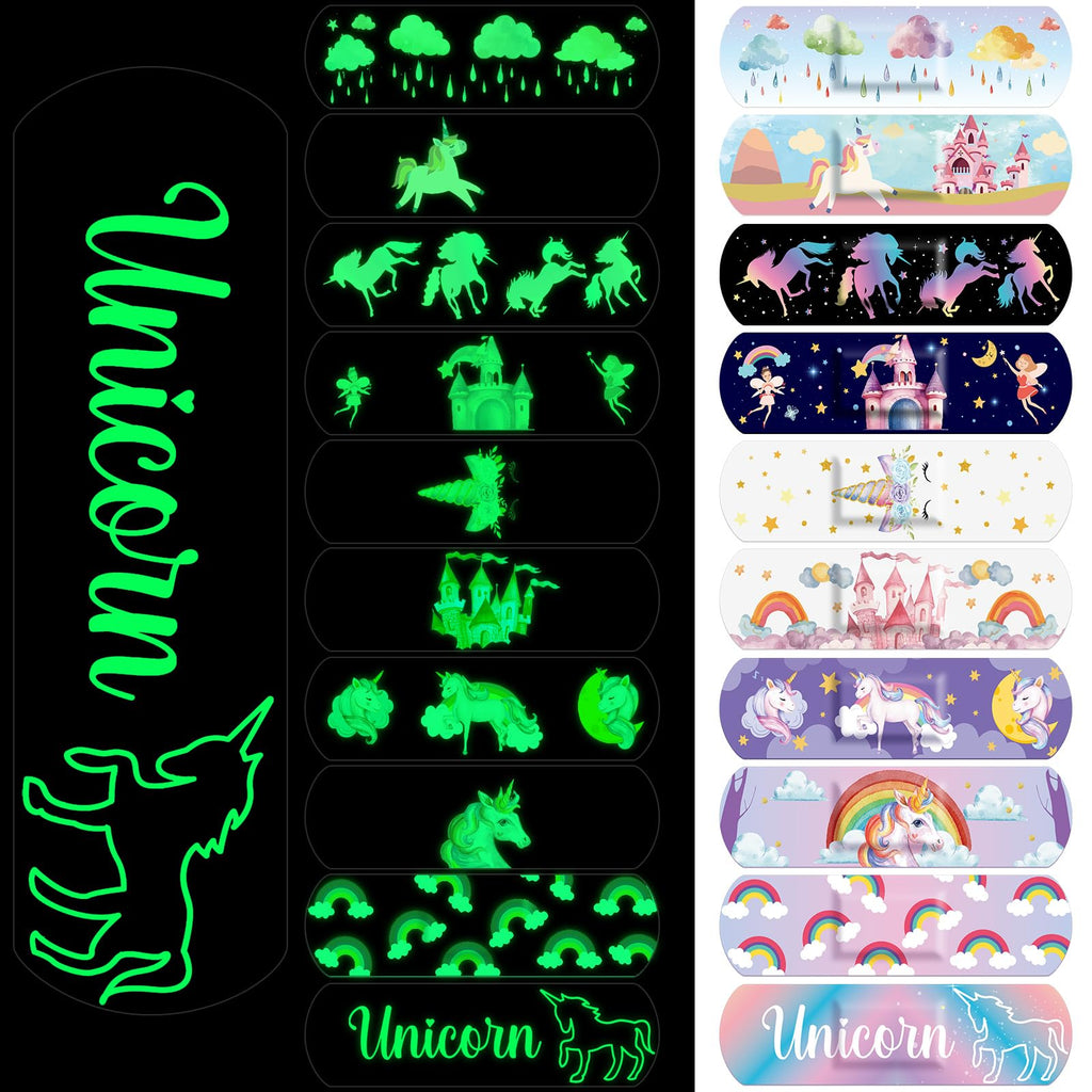 Threlaco 100 Pcs Glow in The Dark Bandage for Kids Cute Breathable Waterproof Neon Bandages for Girls Boys Children Toddlers Adh
