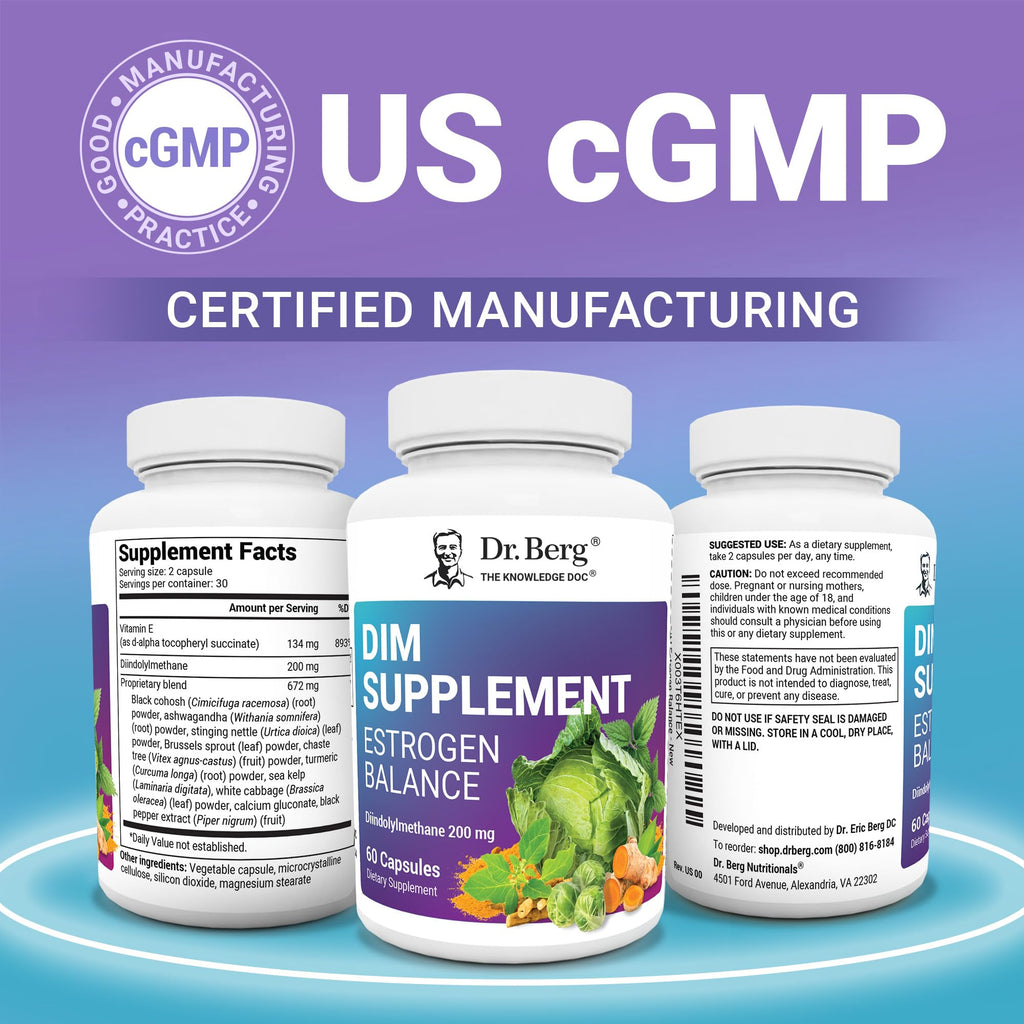 Dr. Berg DIM Supplement Estrogen Balance - Original Estrogen Supplement for Women with Diindolylmethane for Menstrual Symptoms &