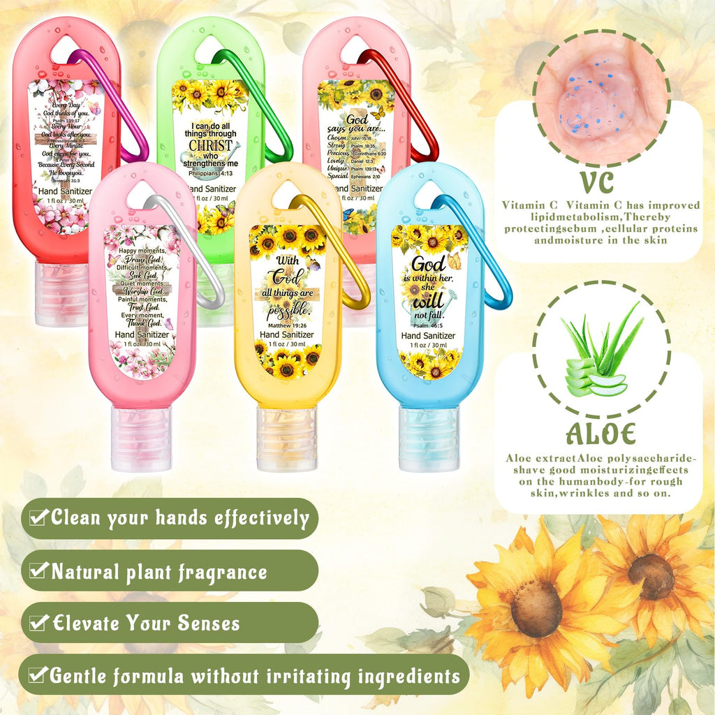 24 Pack Christian Hand Sanitizer Keychains Bible Verse Mini Hand Sanitizer Keychains Bulk Travel Size Christian Gift for Women R