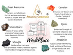Crystals for Workplace Manifestation, Set of 6 Green Aventurine, Smoky Quartz, Shungite, Carnelian, Pyrite and Amazonite Healing