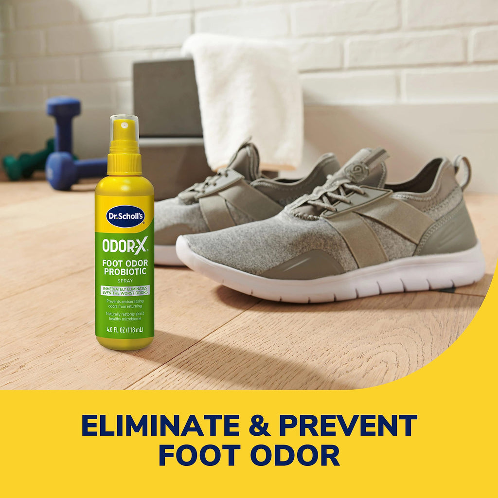 Dr. Scholls ODOR-X FOOT ODOR PROBIOTIC SPRAY, 4 oz // Immediately Eliminates The Worst Odors - Prevents Embarrasing Odors From