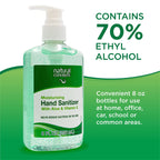 NATURAL CONCEPTS | 70% Ethyl Alcohol with Aloe and Vitamin E, Hand Sanitizer Gel | Made in Canada | 8-oz Bottle, 12-Pack | with