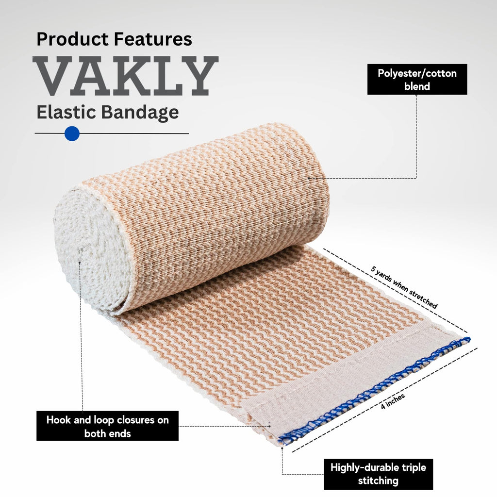 Elastic Bandage Wrap with Self-Closure [Pack of 10] 4 Inch Comfort Athletic Compression Roll, 5 Yards Stretched for Customized C