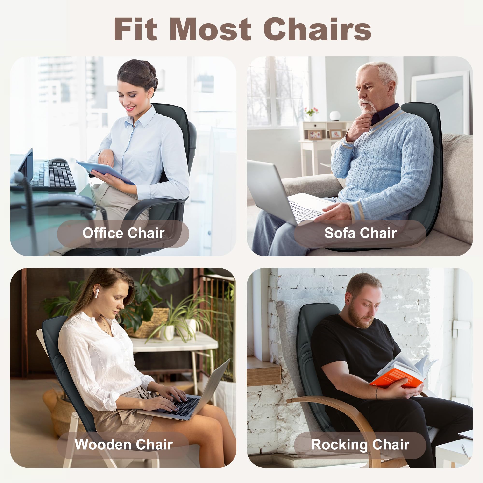 Vibration Back Massager with Heat, Massage Chair Pad with 10 Vibration Motors & 2 Heating Levels, Chair Massager for Recliner, O