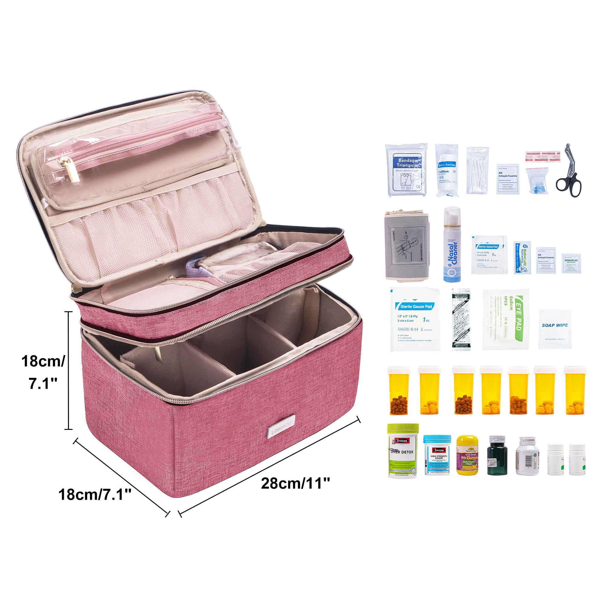 Lexeeco Medicine Storage Bag Pill Bottle Organizer with Portable Small Pouch Travel Medication Bottle Organizer for Emergency Ho