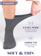 Hugh Ugoli Diabetic Socks for Men, Loose Ankle Socks Bamboo, Extra-Wide, Thin, Seamless Toe and Non-Binding Top, 4 Pairs, Melang