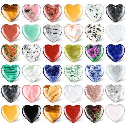 Nuenen 40 Pcs 0.8 Inch Heart Stone Bulk Valentines Gifts Heart Shaped Rock Worry Stone Tiny Trinkets Healing Crystal Gemstone Lo
