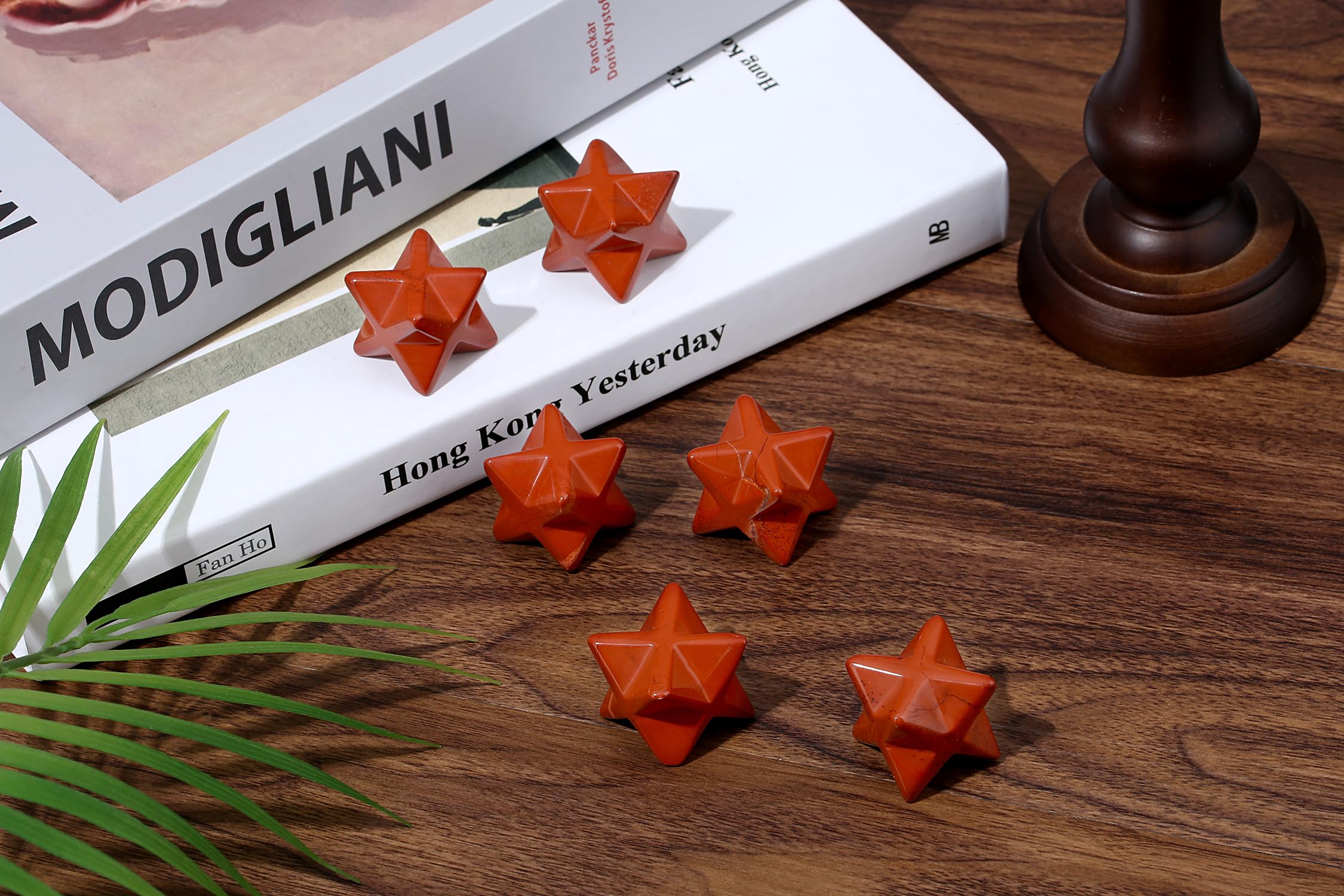 QINJIEJIE Red Japer Merkaba Crystal, 1 Natural Healing 3D Star Dodecahedron Stones, Sacred Meditation Energy Generator Home Deco