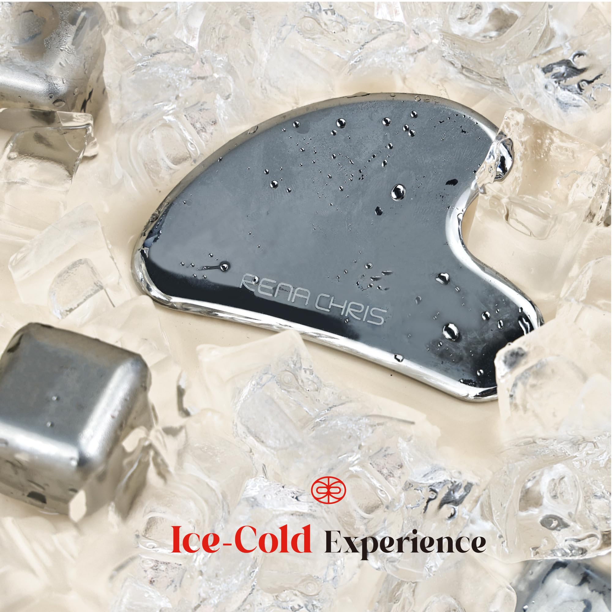 Rena Chris Gua Sha Facial Tools, Stainless Steel Guasha, Manual Massage Sticks for Jawline Sculpting and Puffiness Reducing, Scr