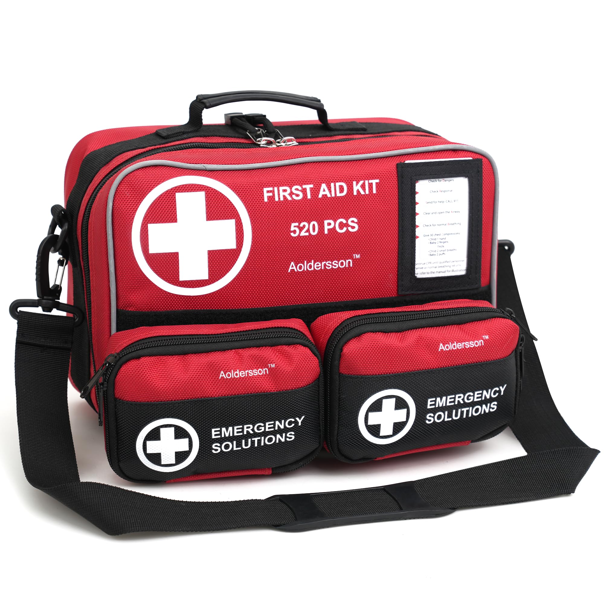 Aoldersson 520 Piece Large First Aid Kit - Emergency Survival Kit for Car, Home, Camping, and Travel - Compact Medical Kit for R
