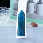 Runyangshi Blue Apatite Natural Crystal Healing Wands, 2.8-3.1 (7-8cm) Single Point Healing Crystal Wand 6 Faceted Reiki Chakra