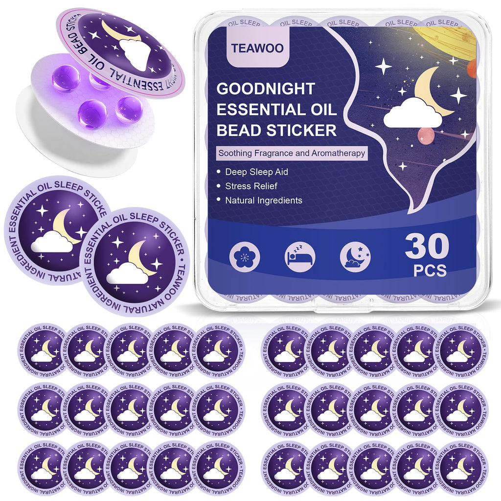 TEAWOO Sleep Patches for Adults and Kids, Goodnight Sleep Oil Bead Patches (30 PCS, Serving Up to 120 Nights), Upgraded Sweet Dr