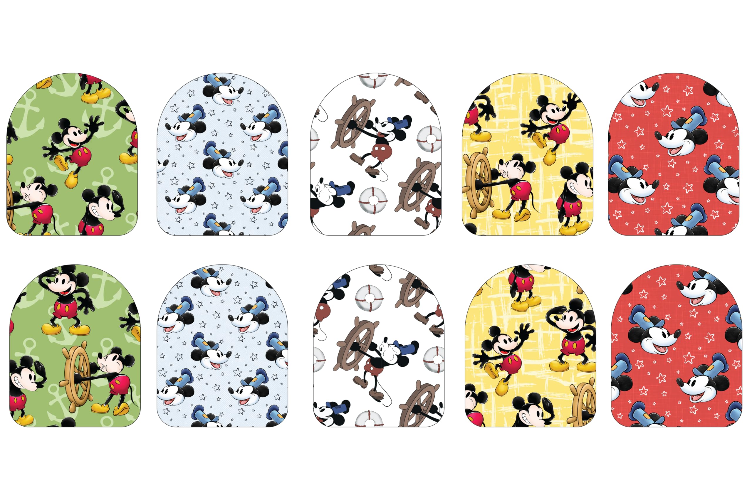 Glucomart Fabic Stickers for Omnipod (10 Count) - Maximum Strength Pod Stickers, Waterproof & Hypoallergenic (Magical Mouse Vari