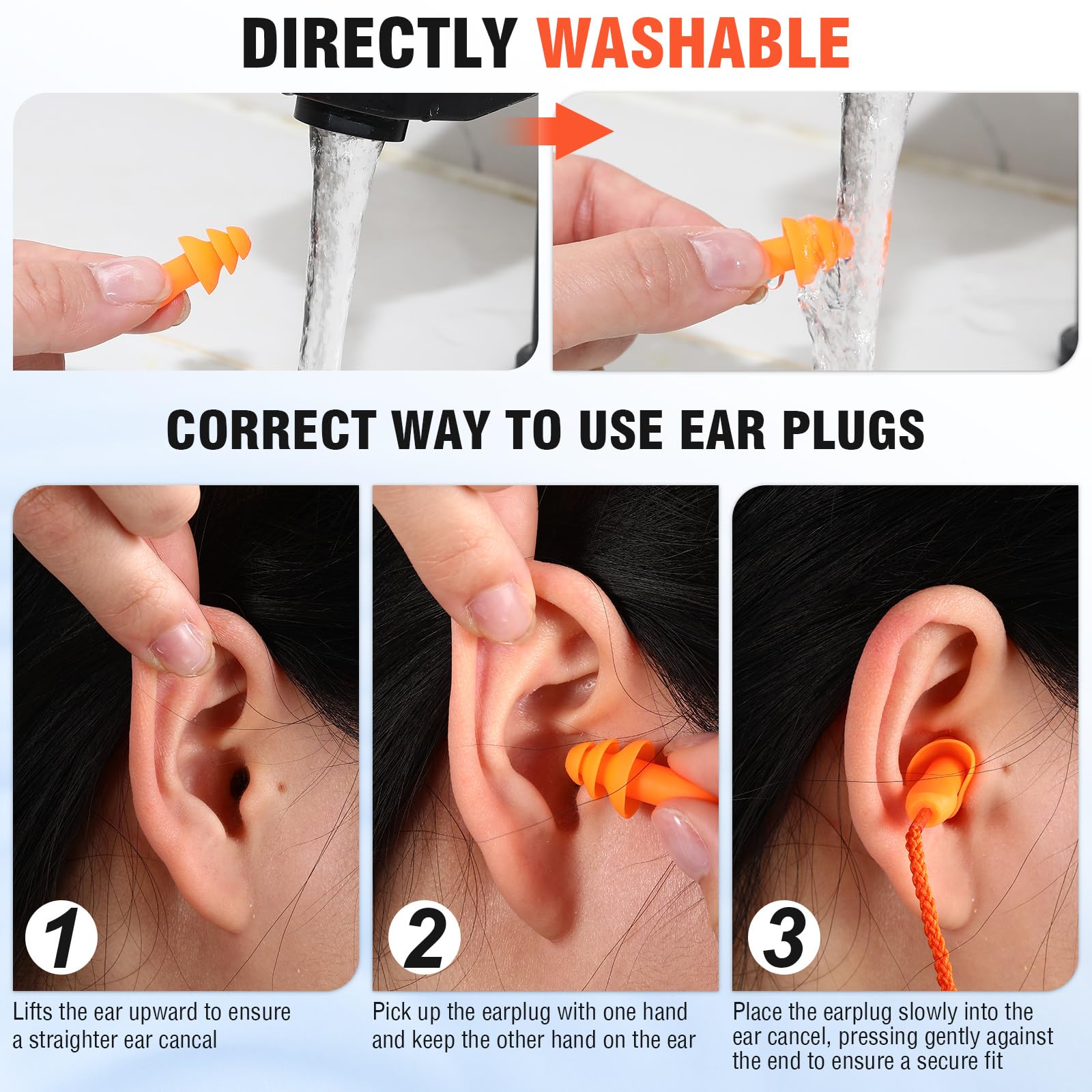 Tondiamo 200 Pairs Ear Plugs Reusable Silicone Earplugs with Cord Sleeping Individually Wrapped Hearing Protection Noise Cancell